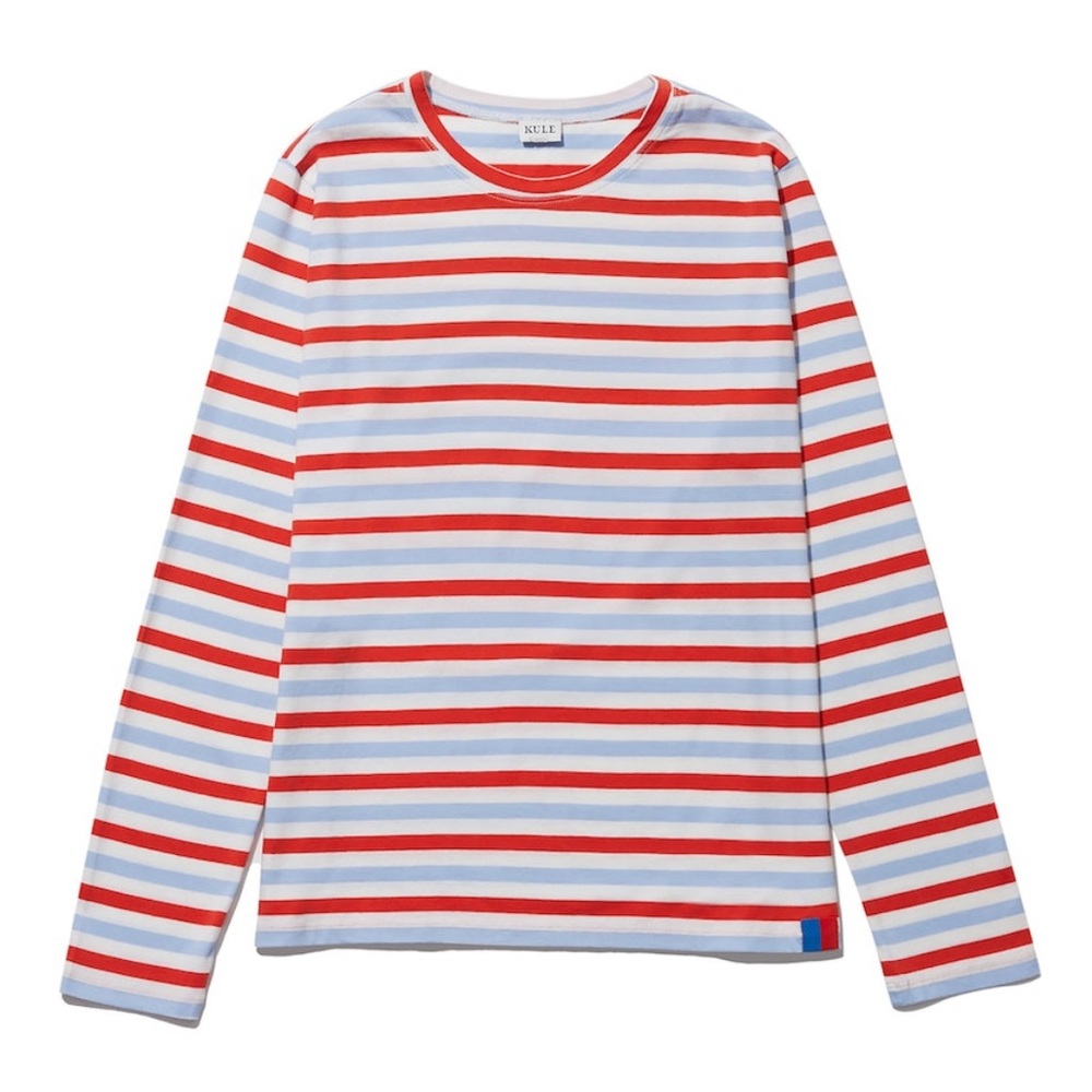 Kule “the modern long” tee in white/sky/poppy (size M)
